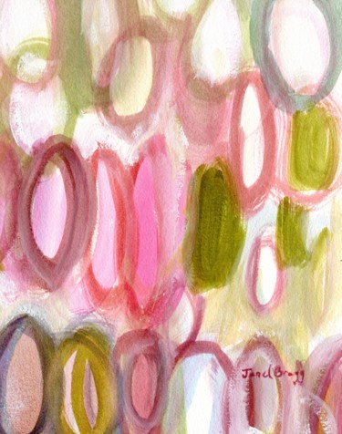 Abstract with Ovals with Pink and Green II