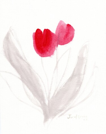 Tulips with Sumi Ink and Red Petals 2