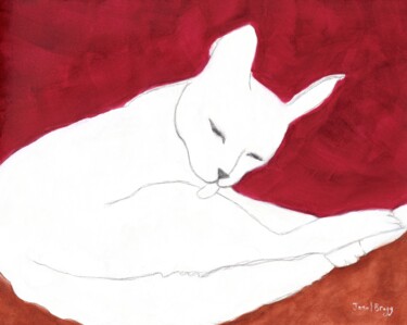 White Cat with Russet and Rose