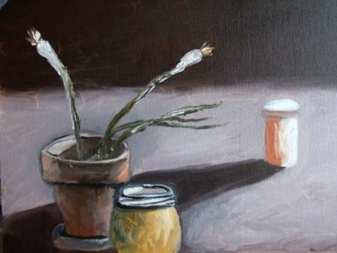 Still Life with Green Onions and Prescription Bottle